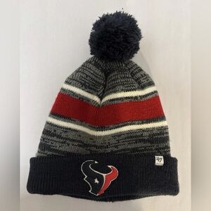 Houston Texans NFL Knit Beanie Pom Hat Red White Black Cold Weather SKU 4